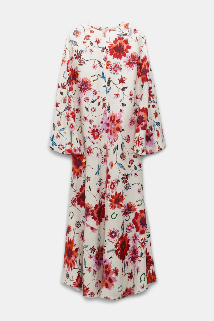 Dorothee Schumacher Midikleid aus bedrucktem Leinen mit Passe im Western-Style floral mix