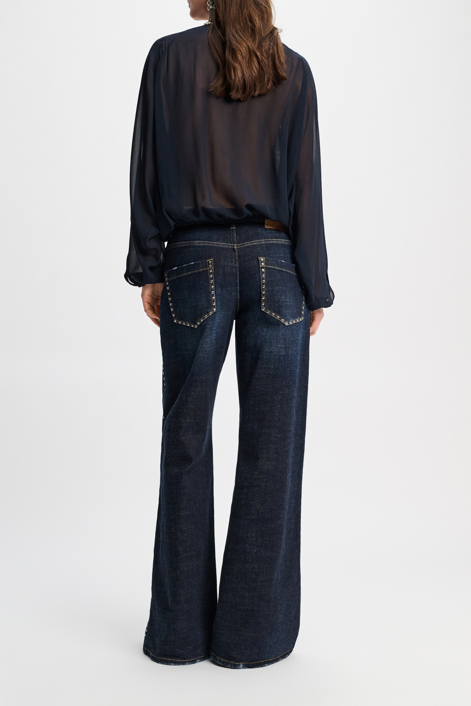 Dorothee Schumacher Bluse aus Seidengeorgette mit Passe im Western-Style dark navy