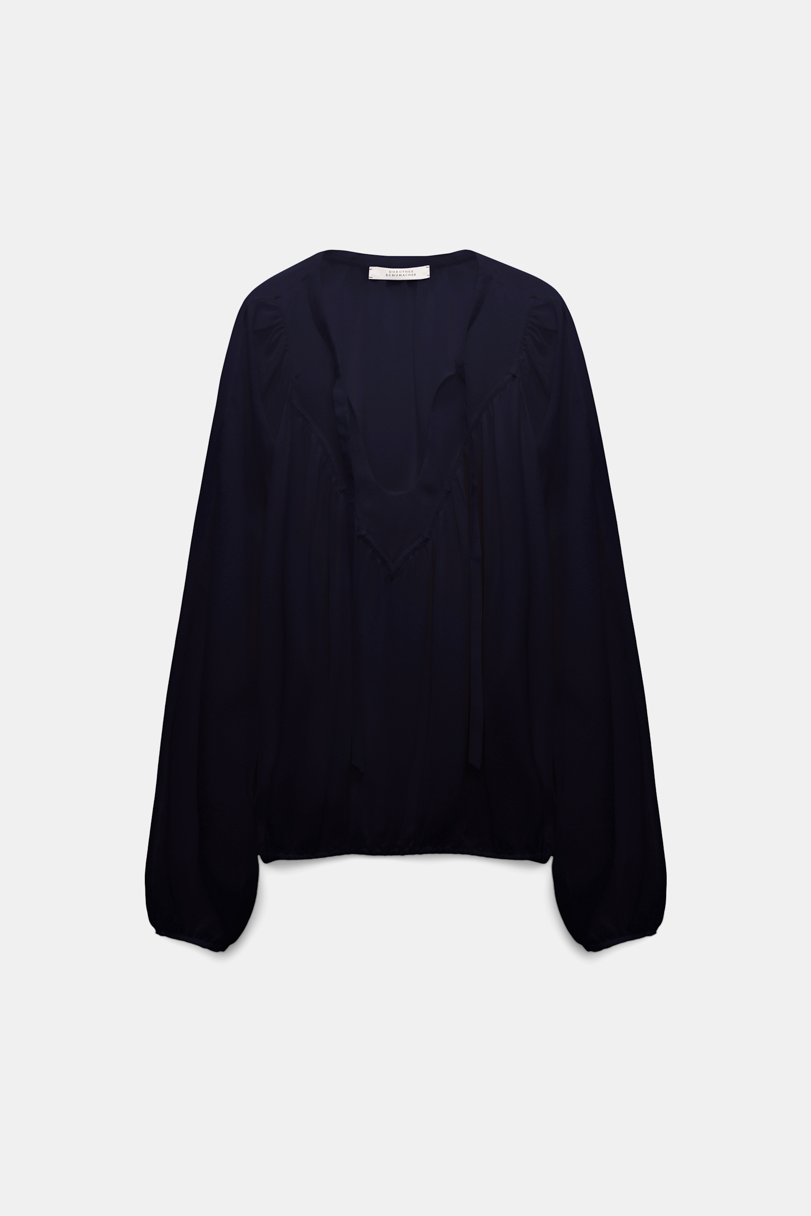 Dorothee Schumacher Bluse aus Seidengeorgette mit Passe im Western-Style dark navy