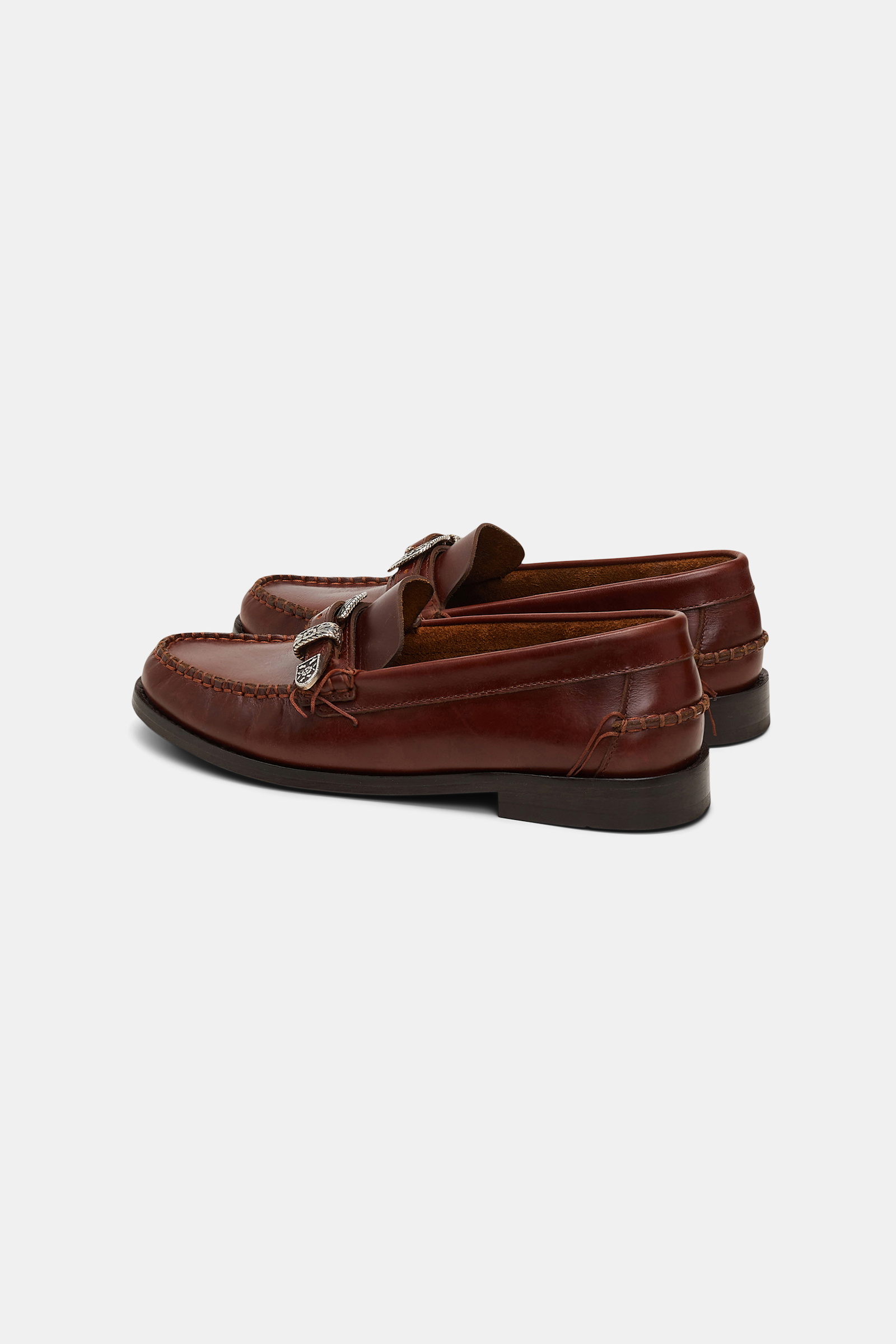 Dorothee Schumacher Calfskin loafers with hand stitching and Western buckle umber