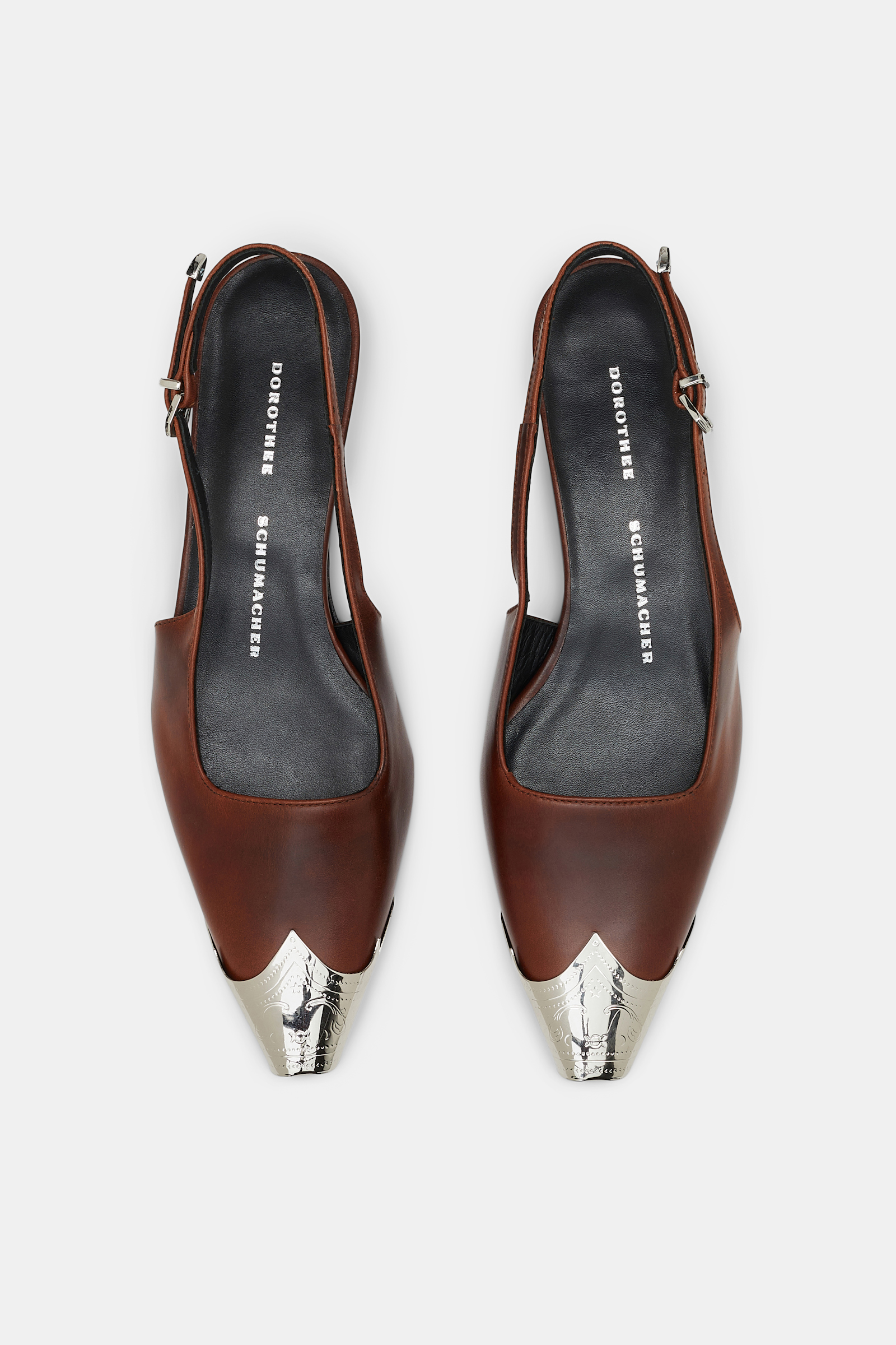 Dorothee Schumacher Calfskin slingbacks with Western toe cap umber