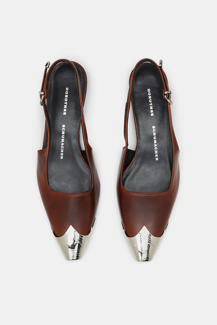 Dorothee Schumacher Calfskin slingbacks with Western toe cap umber