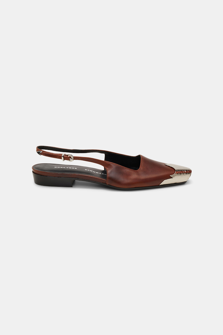 Dorothee Schumacher Calfskin slingbacks with Western toe cap umber