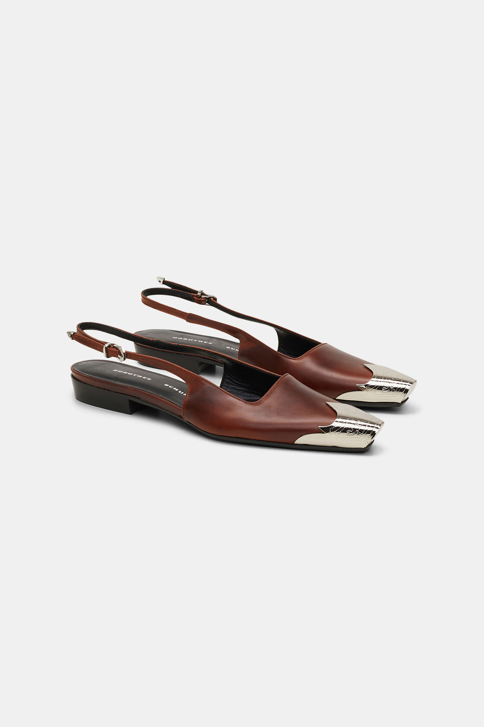 Dorothee Schumacher Calfskin slingbacks with Western toe cap umber