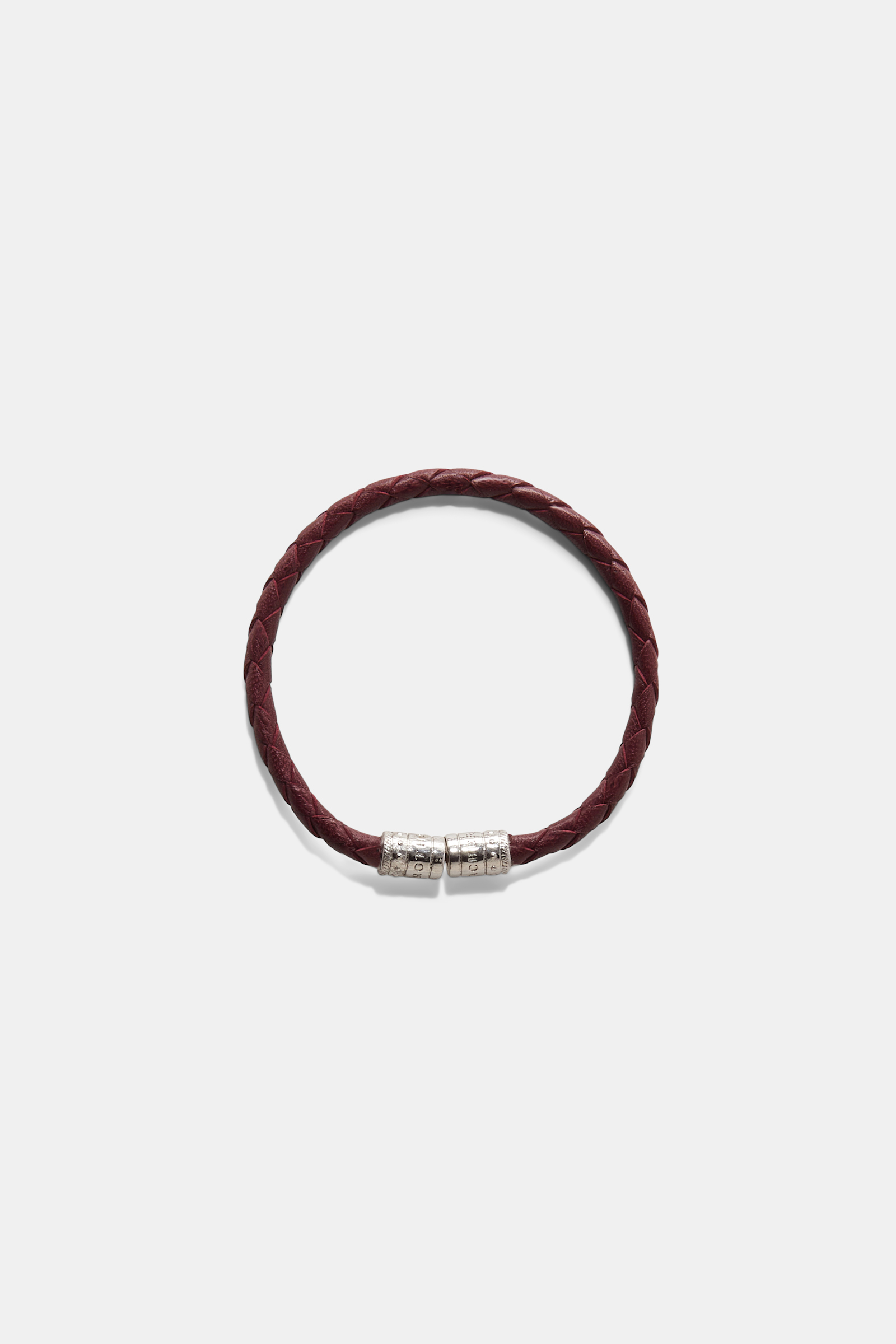 Dorothee Schumacher Set of three woven leather cord bracelets cognac + white with bordeaux mix