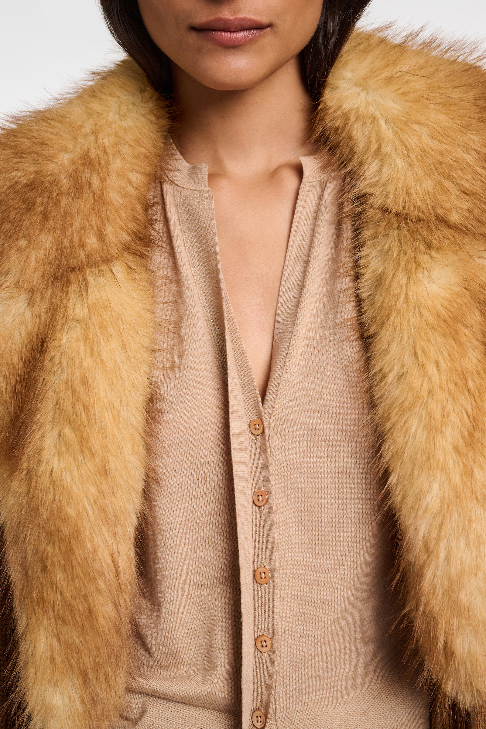 Dorothee Schumacher Gilet style top with foil print camel