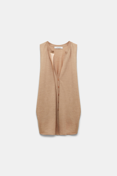 Dorothee Schumacher Gilet-Top mit Folienprint camel