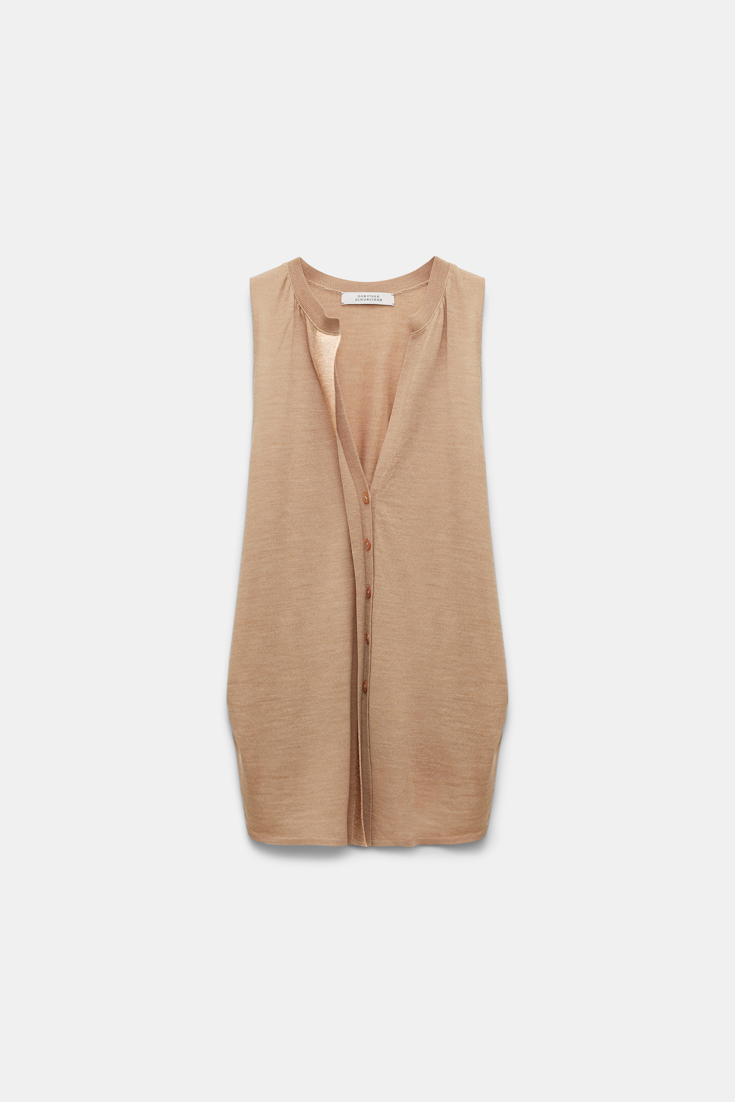 Dorothee Schumacher Gilet style top with foil print camel