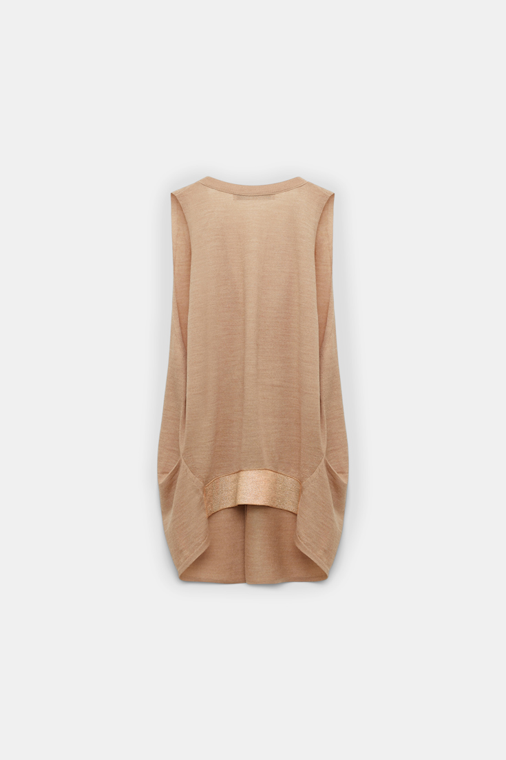 Dorothee Schumacher Gilet style top with foil print camel