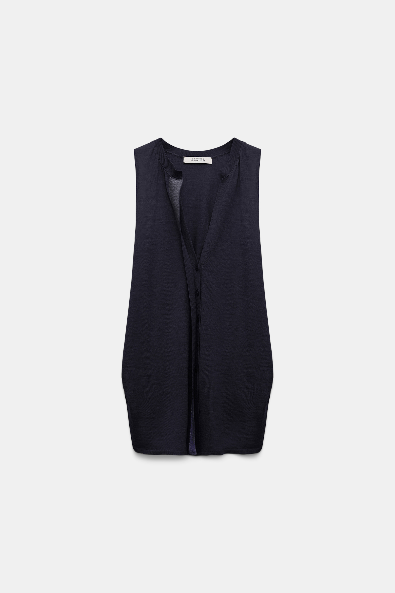 Dorothee Schumacher Gilet style top with foil print dark navy