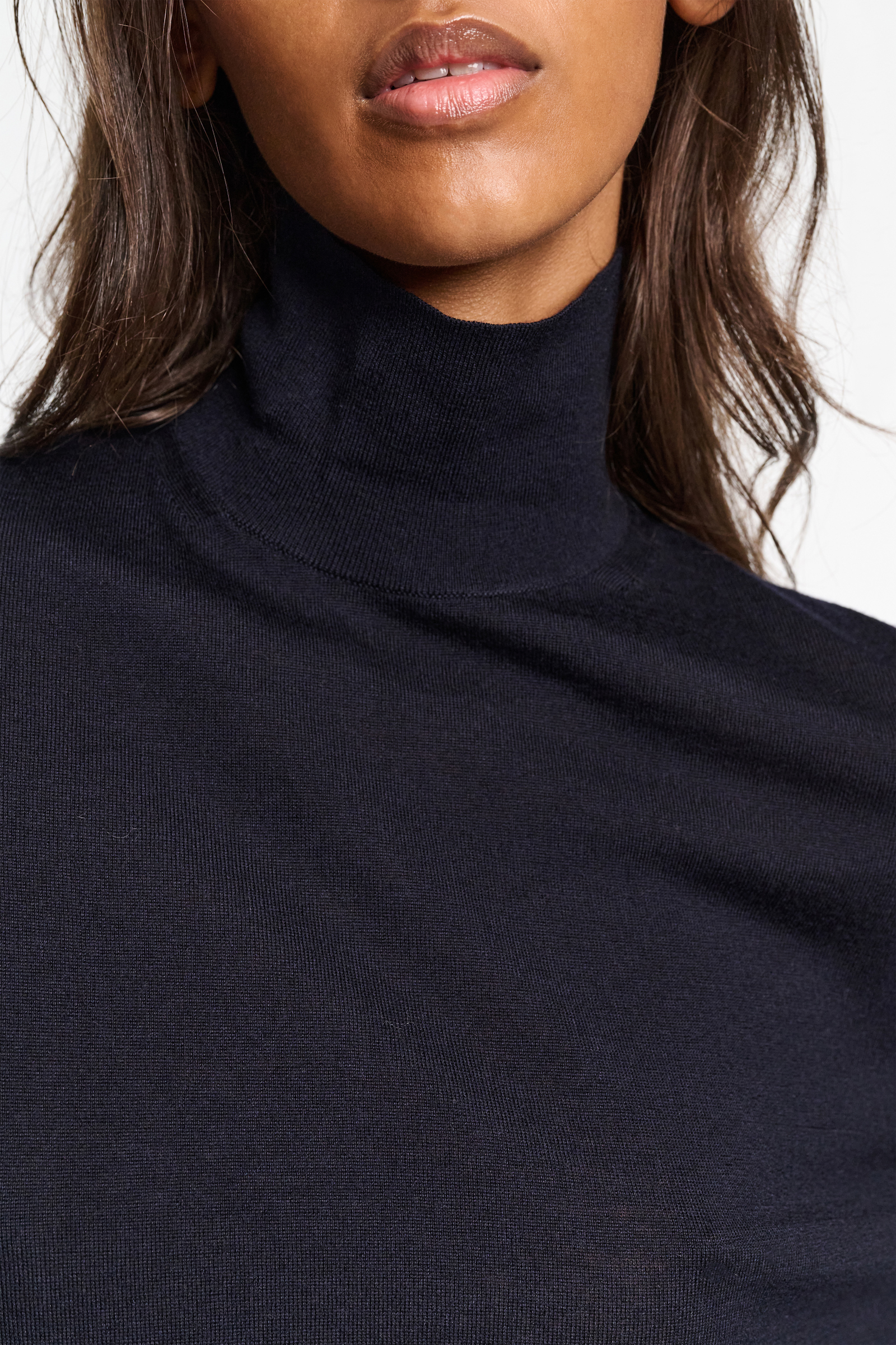 Dorothee Schumacher Langer Rollkragenpullover aus Merino dark navy