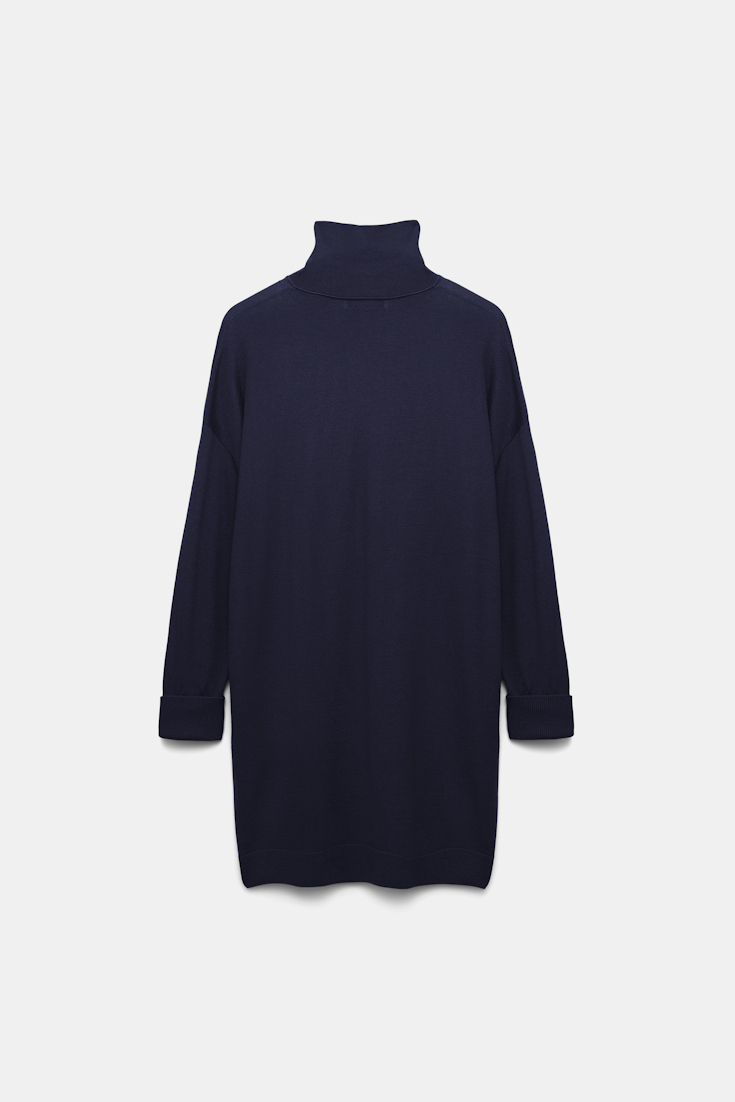 Dorothee Schumacher Langer Rollkragenpullover aus Merino dark navy