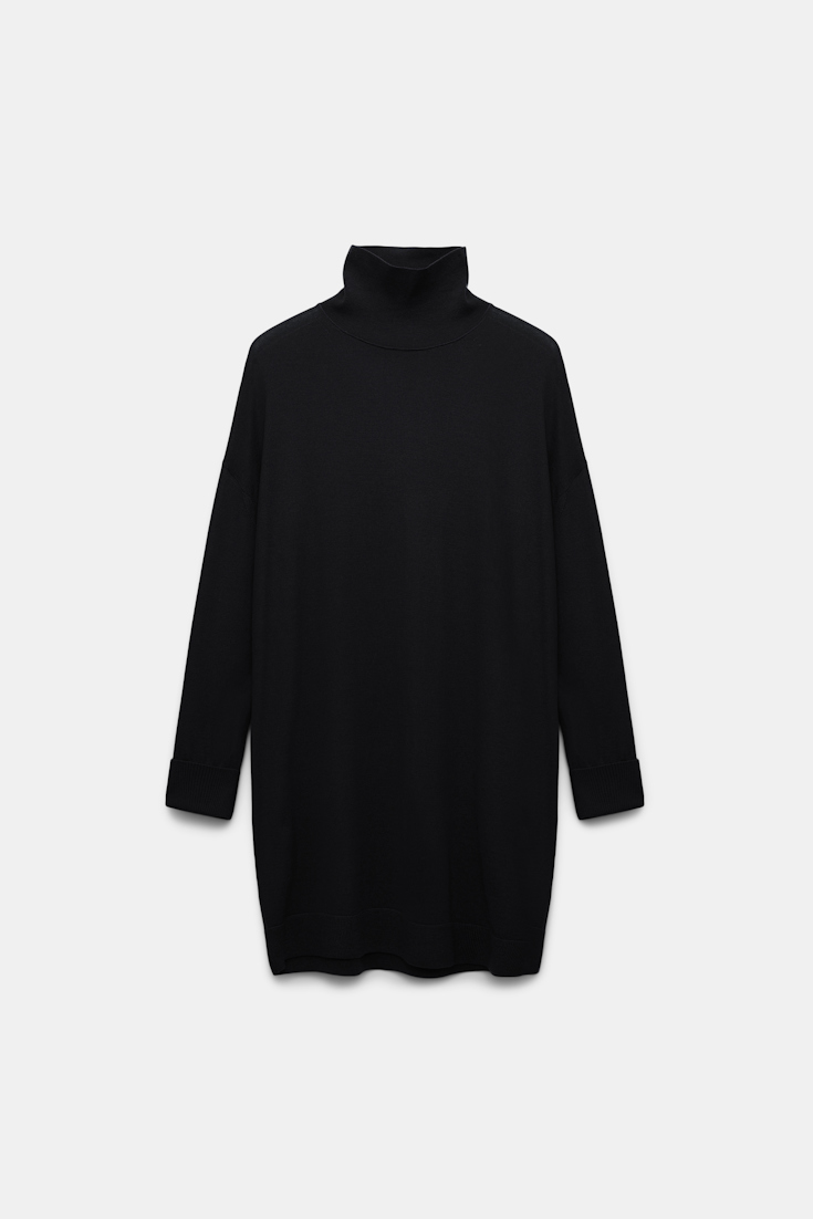 Dorothee Schumacher Extra long Merino wool turtleneck pullover black