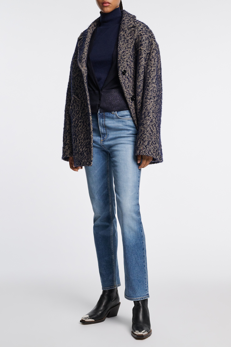 Dorothee Schumacher V-Neck Cardigan mit Folienprint dark navy