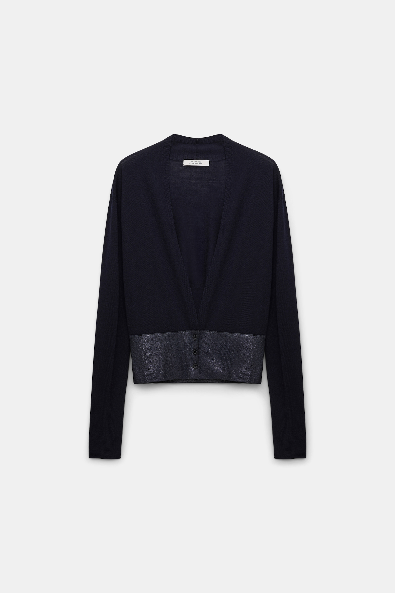 Dorothee Schumacher V-Neck Cardigan mit Folienprint dark navy