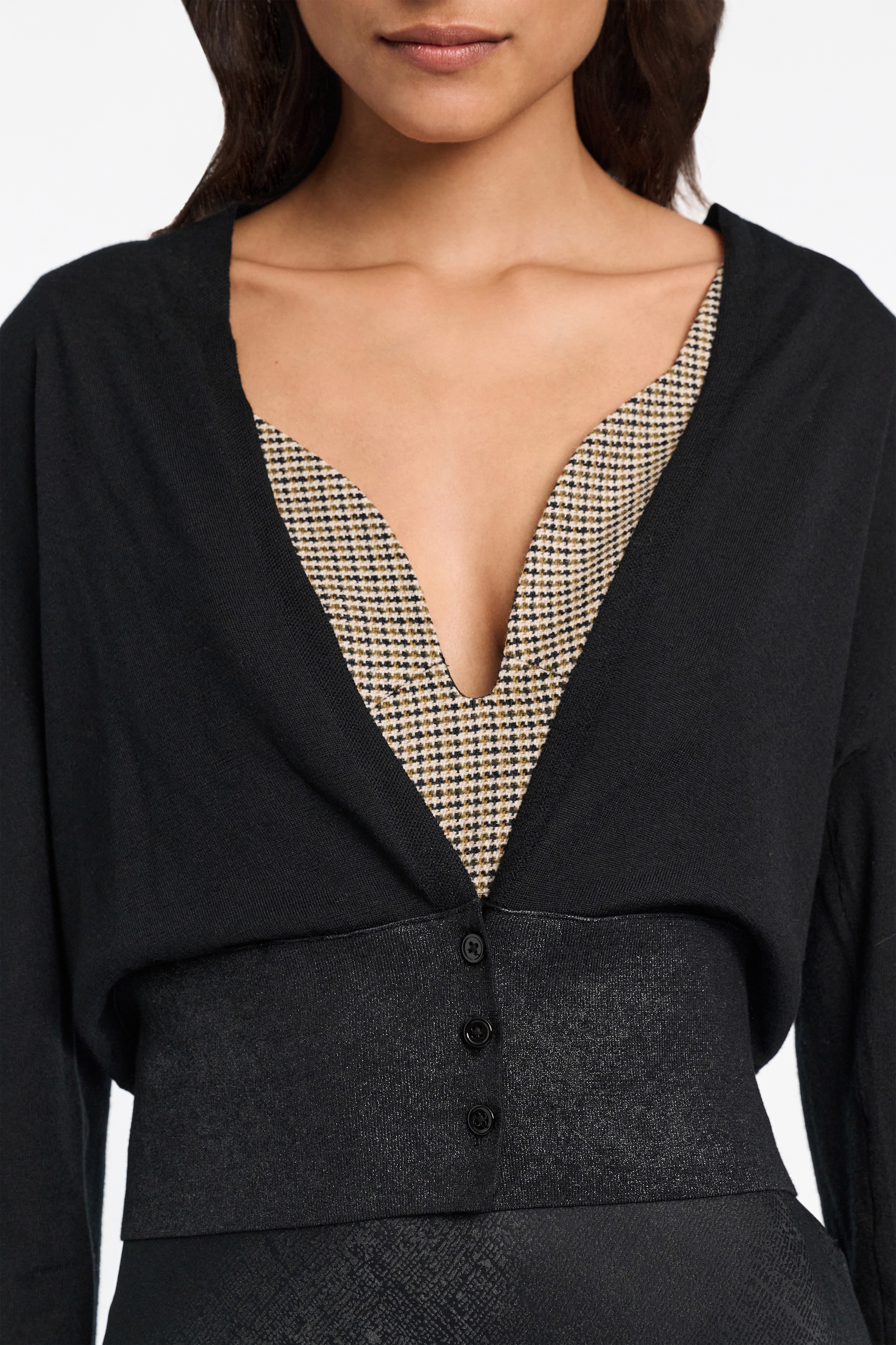 Dorothee Schumacher V-Neck Cardigan mit Folienprint deep black