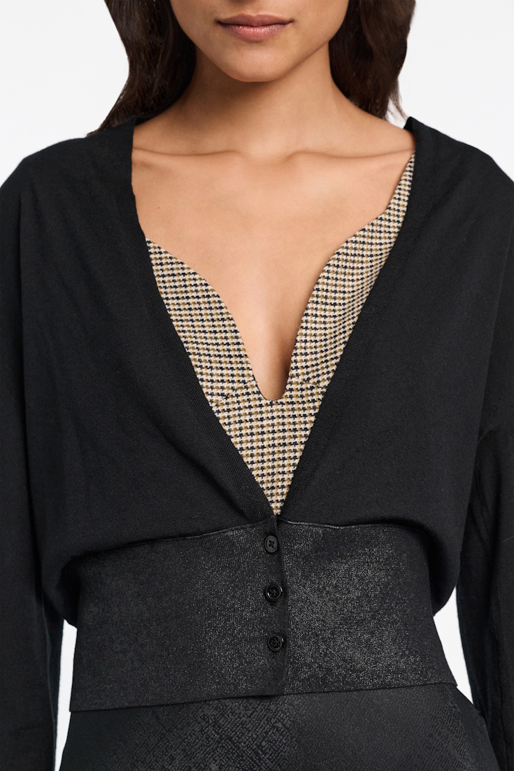 Dorothee Schumacher V-neck cardigan with foil print black