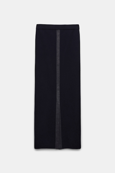 Dorothee Schumacher Stretch-Merino skirt with foil print dark navy