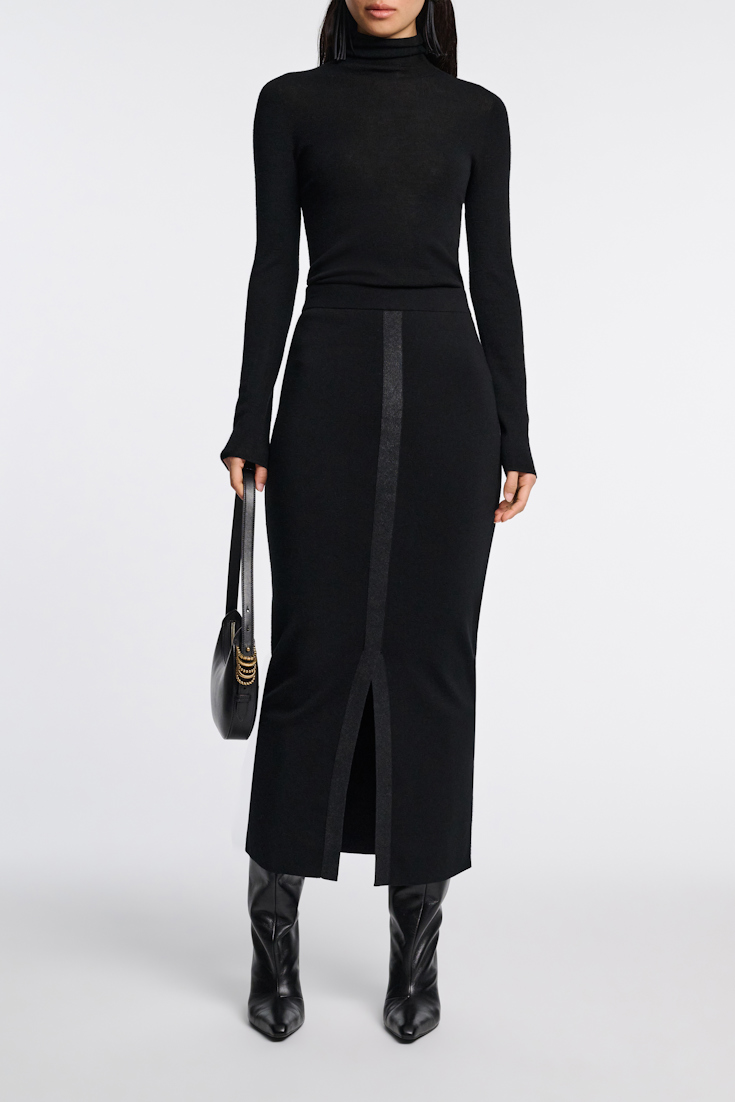 Dorothee Schumacher Stretch-Merino skirt with foil print black