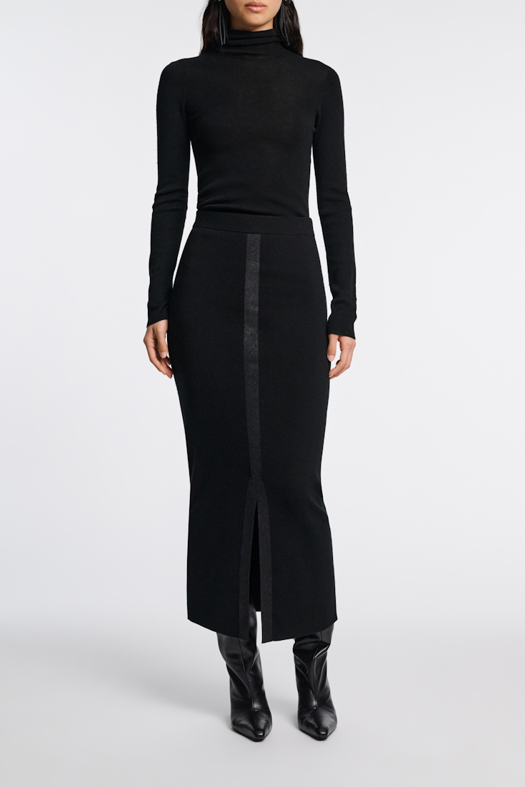 Dorothee Schumacher Stretch-Merino skirt with foil print black