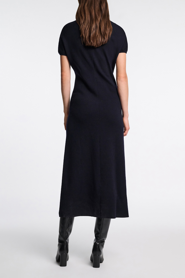 Dorothee Schumacher Kleid aus Merino-Stretch mit schimmerndem Folienprint dark navy