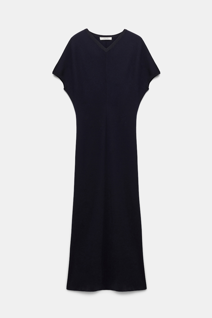 Dorothee Schumacher Kleid aus Merino-Stretch mit schimmerndem Folienprint dark navy