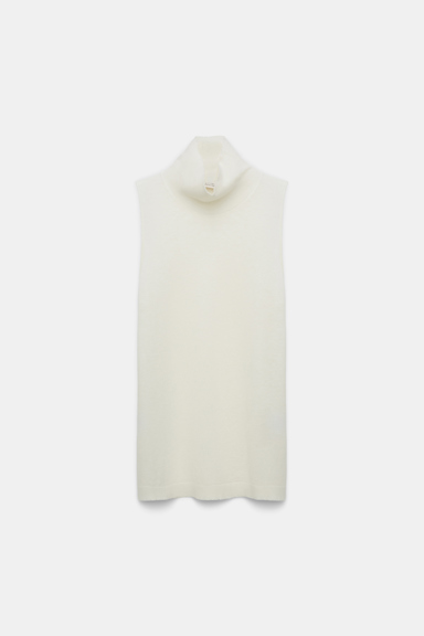 Dorothee Schumacher Wool-cashmere sleeveless turtleneck eggshell