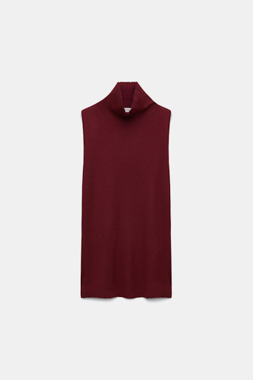 Dorothee Schumacher Wool-cashmere sleeveless turtleneck burgundy