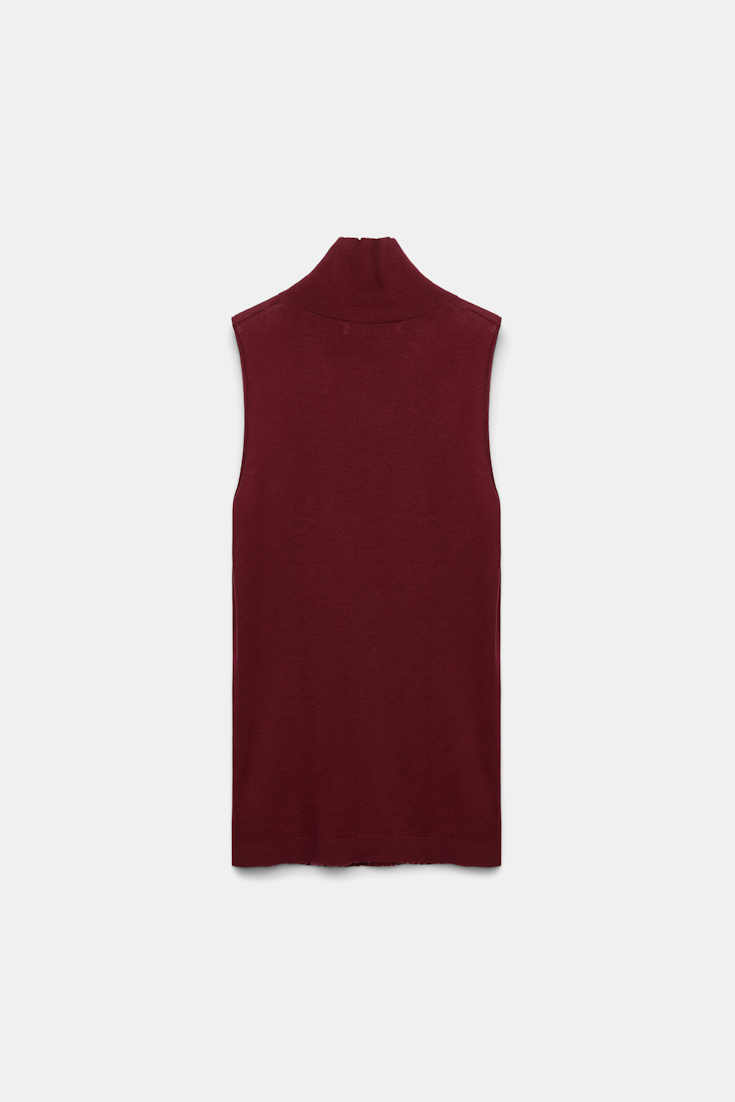 Dorothee Schumacher Wool-cashmere sleeveless turtleneck burgundy