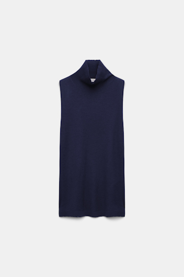 Dorothee Schumacher Ärmelloses Rollkragentop aus Woll-Kaschmir Mix true navy