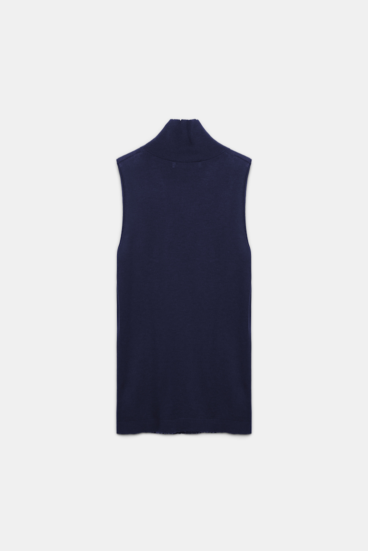 Dorothee Schumacher Ärmelloses Rollkragentop aus Woll-Kaschmir Mix true navy