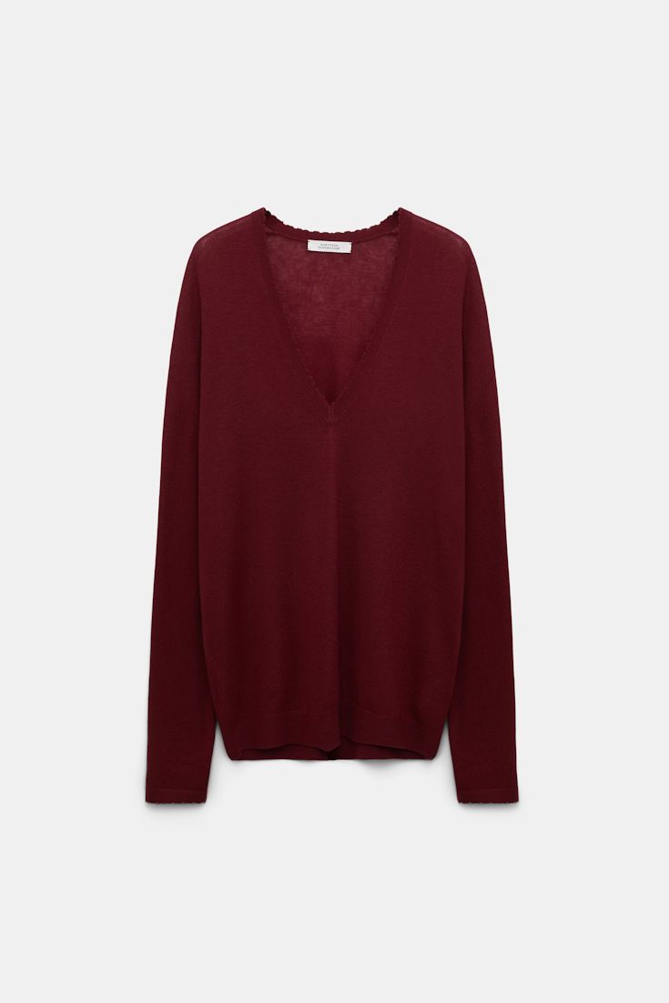 Dorothee Schumacher Wool-cashmere V-neck sweater burgundy