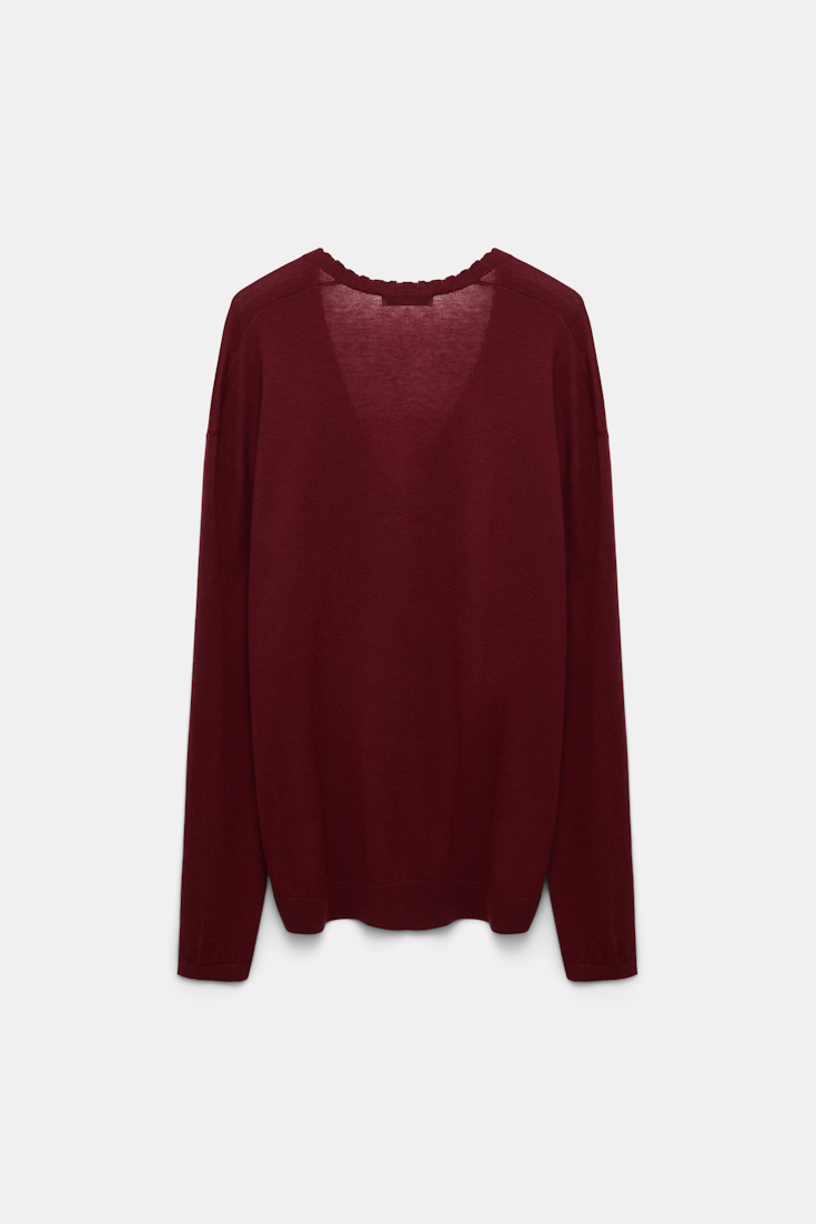 Dorothee Schumacher V-Neck Pullover aus Woll-Kaschmir Mix burgundy