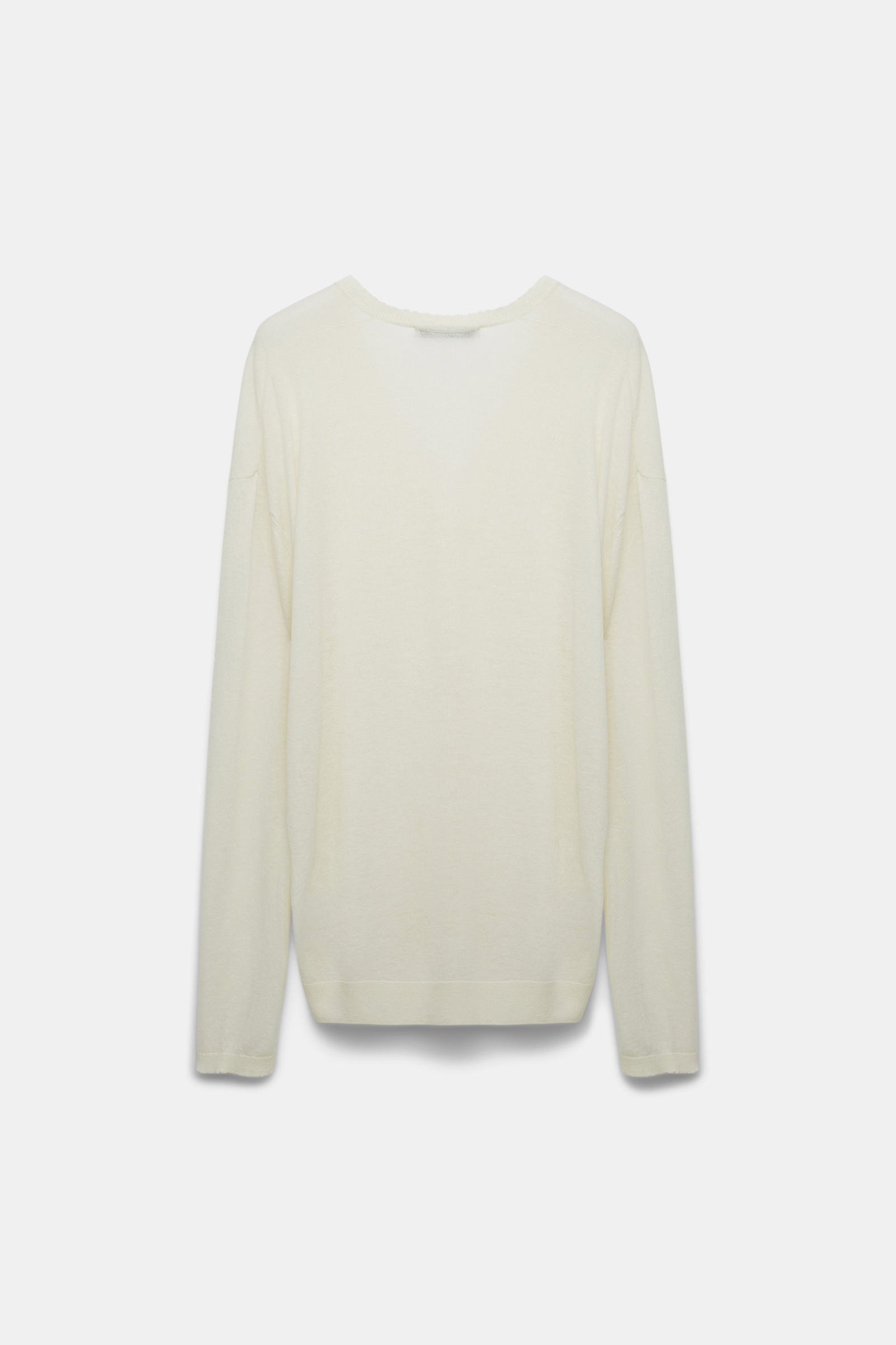 Dorothee Schumacher Wool-cashmere V-neck sweater with bow tie eggshell