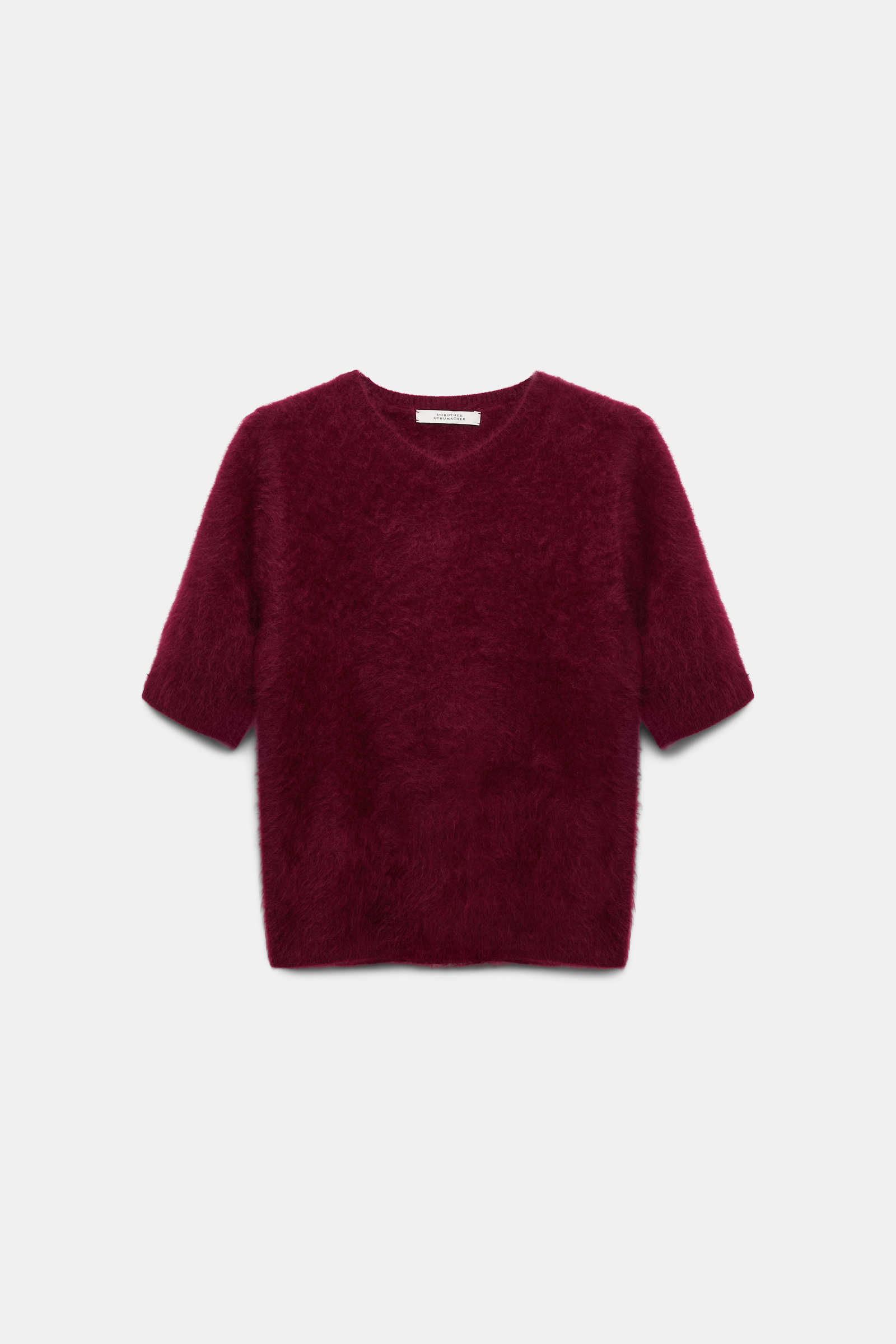 Dorothee Schumacher Short sleeve fluffy knit cashmere sweater burgundy