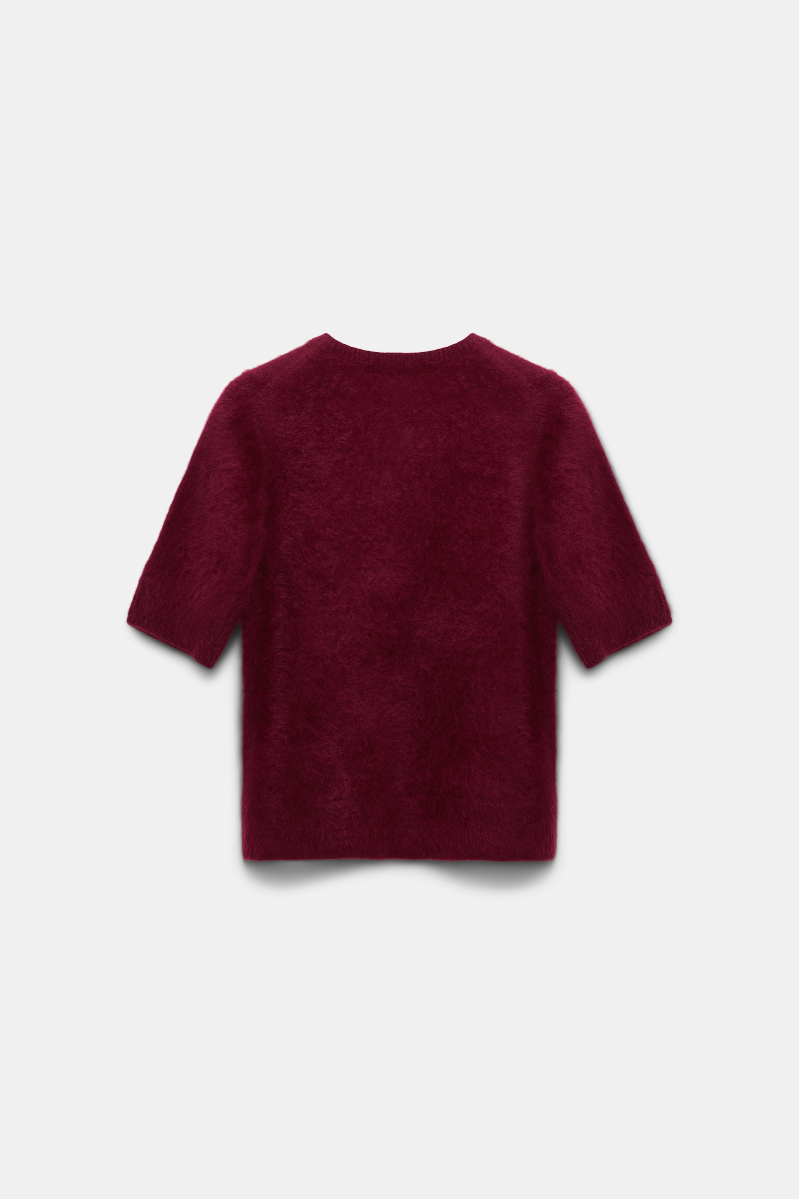 Dorothee Schumacher Short sleeve fluffy knit cashmere sweater burgundy