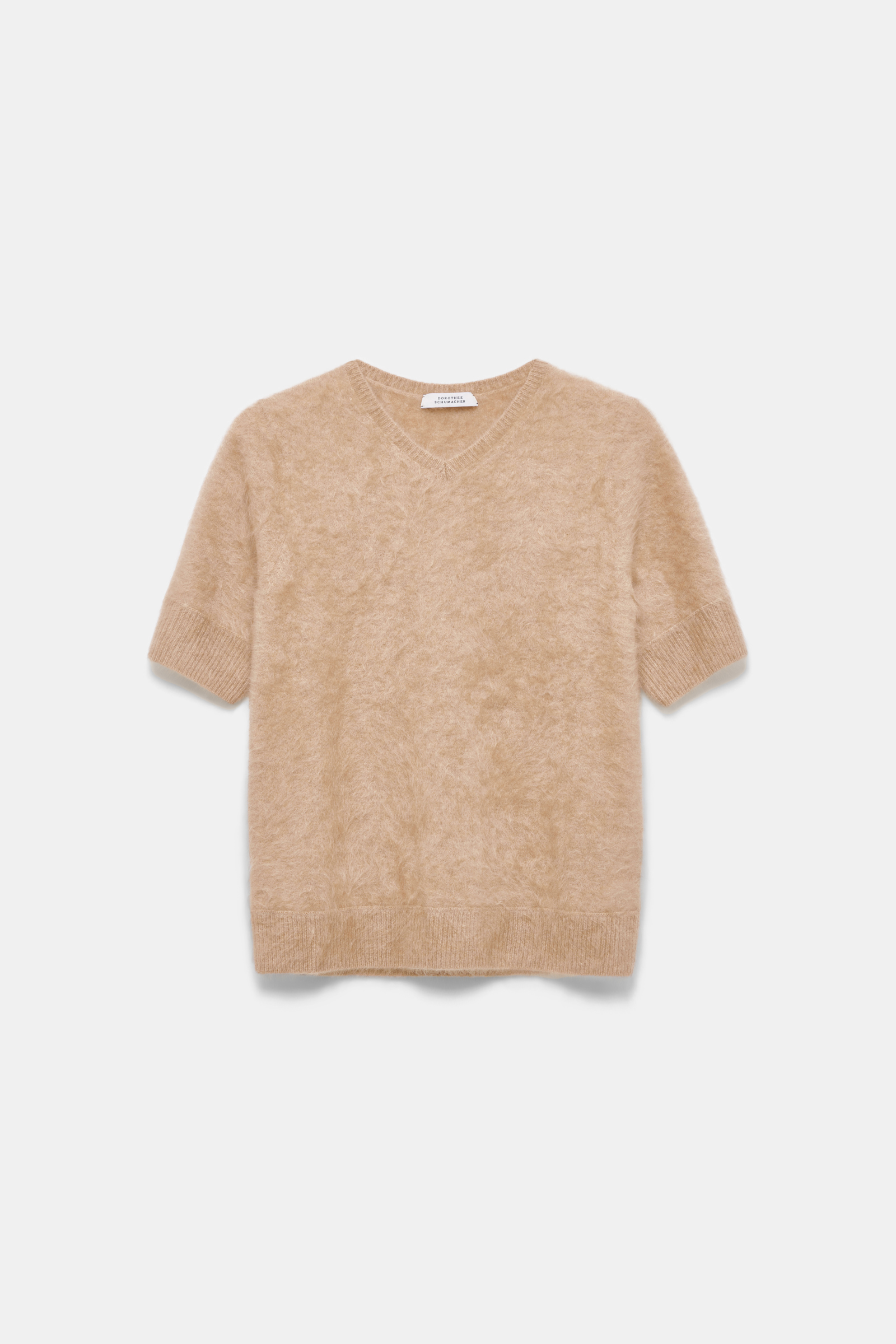 Dorothee Schumacher Short sleeve fluffy knit cashmere sweater golden brown