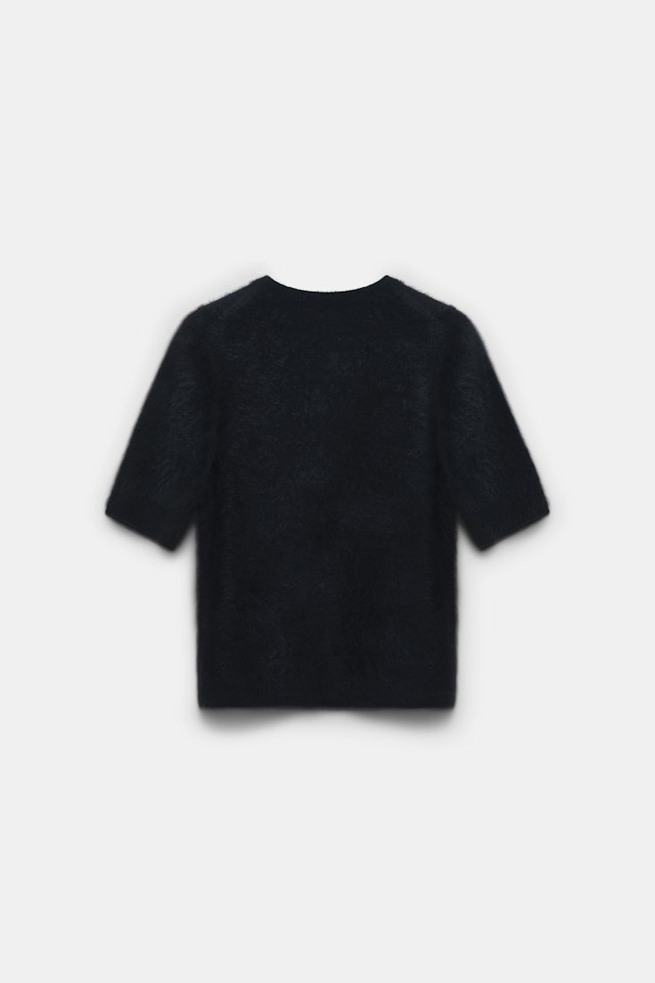 Dorothee Schumacher Short sleeve fluffy knit cashmere sweater black