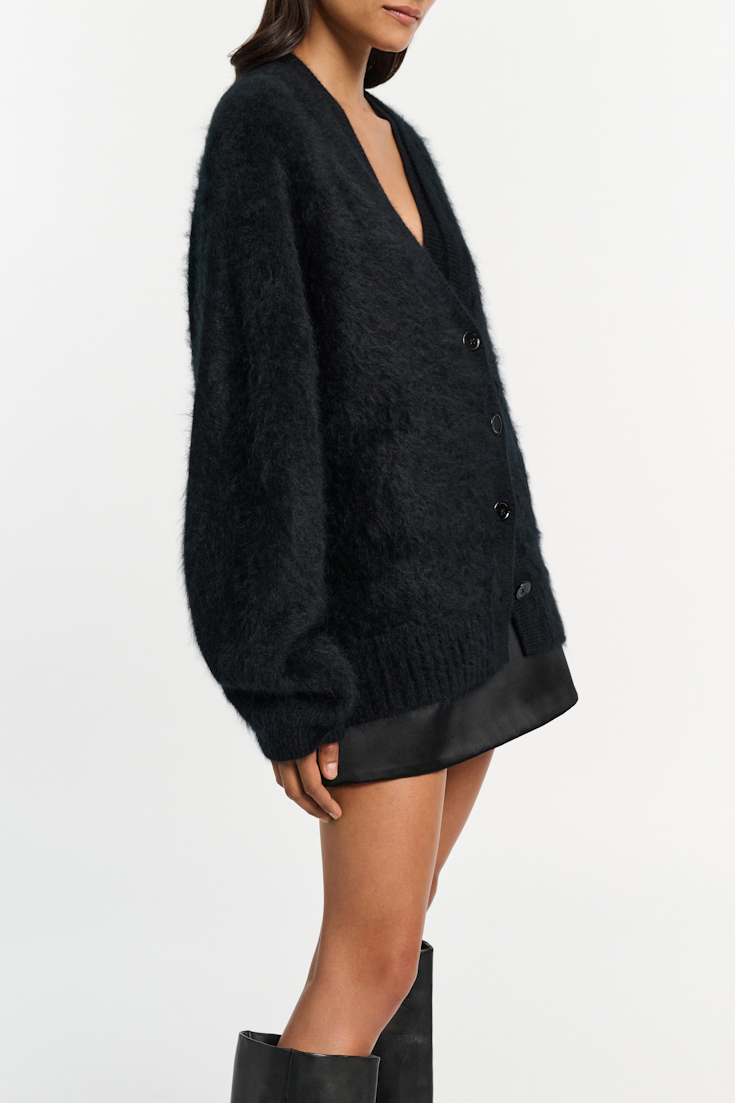 Dorothee Schumacher Fluffy knit cashmere V-neck cardigan black