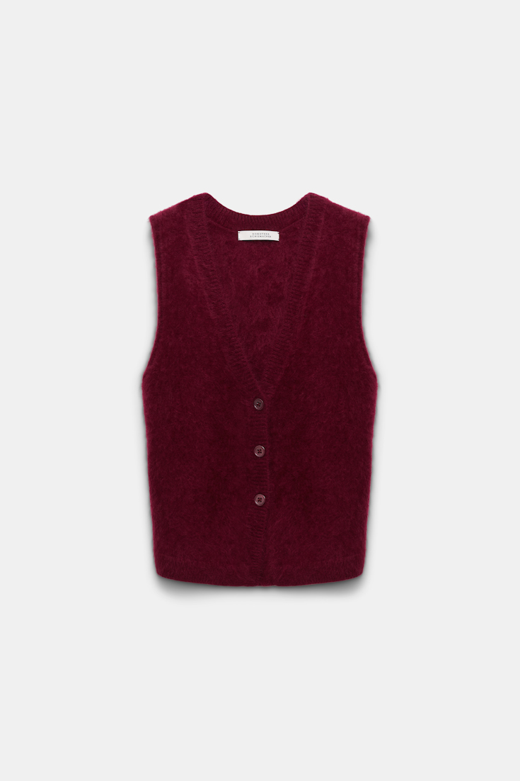 Dorothee Schumacher Besonders softes, fluffy Gilet-Top aus Kaschmir burgundy