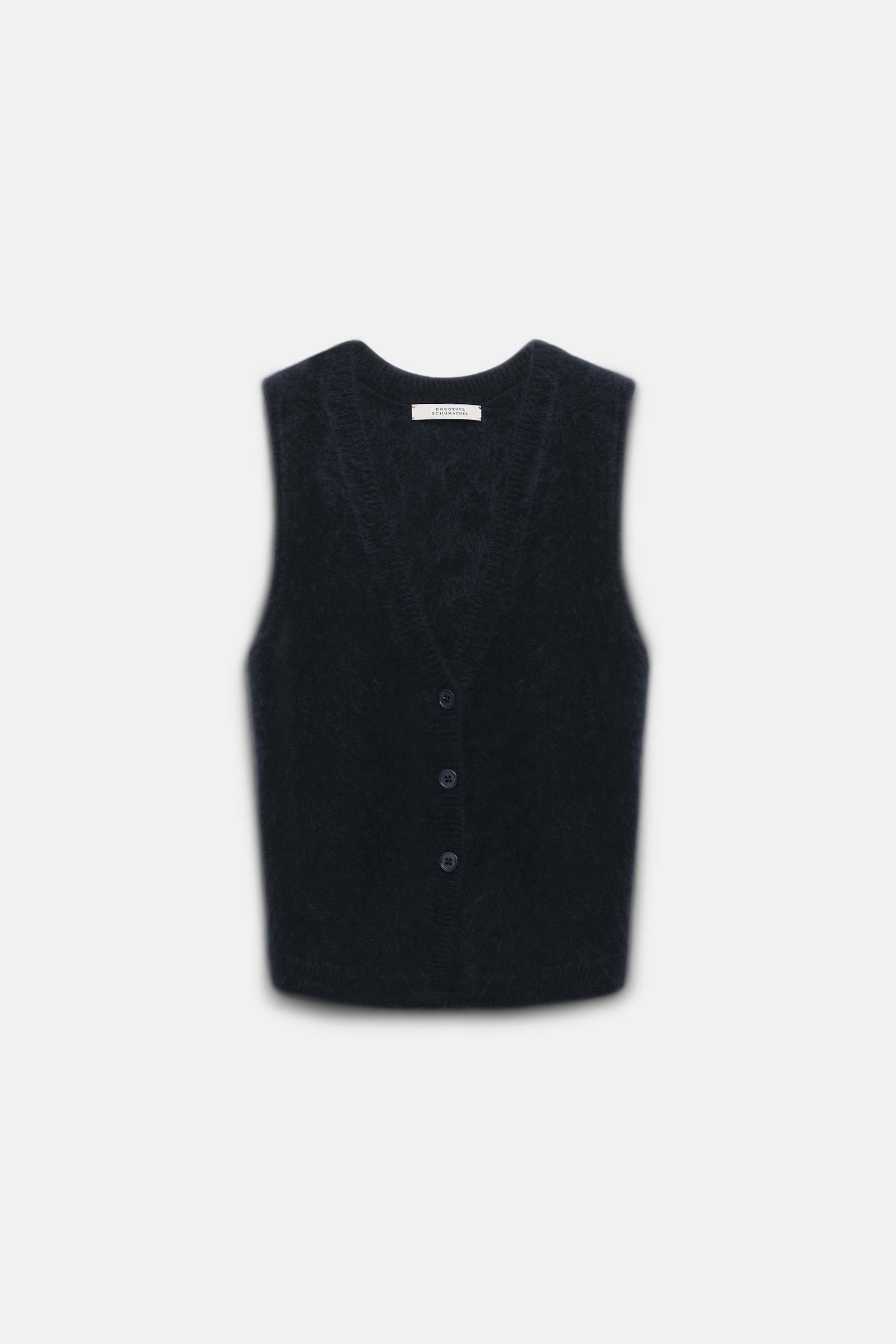 Dorothee Schumacher Fluffy knit cashmere V-neck vest black