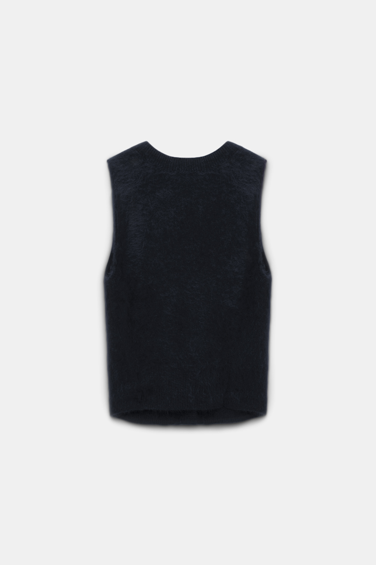 Dorothee Schumacher Fluffy knit cashmere V-neck vest black