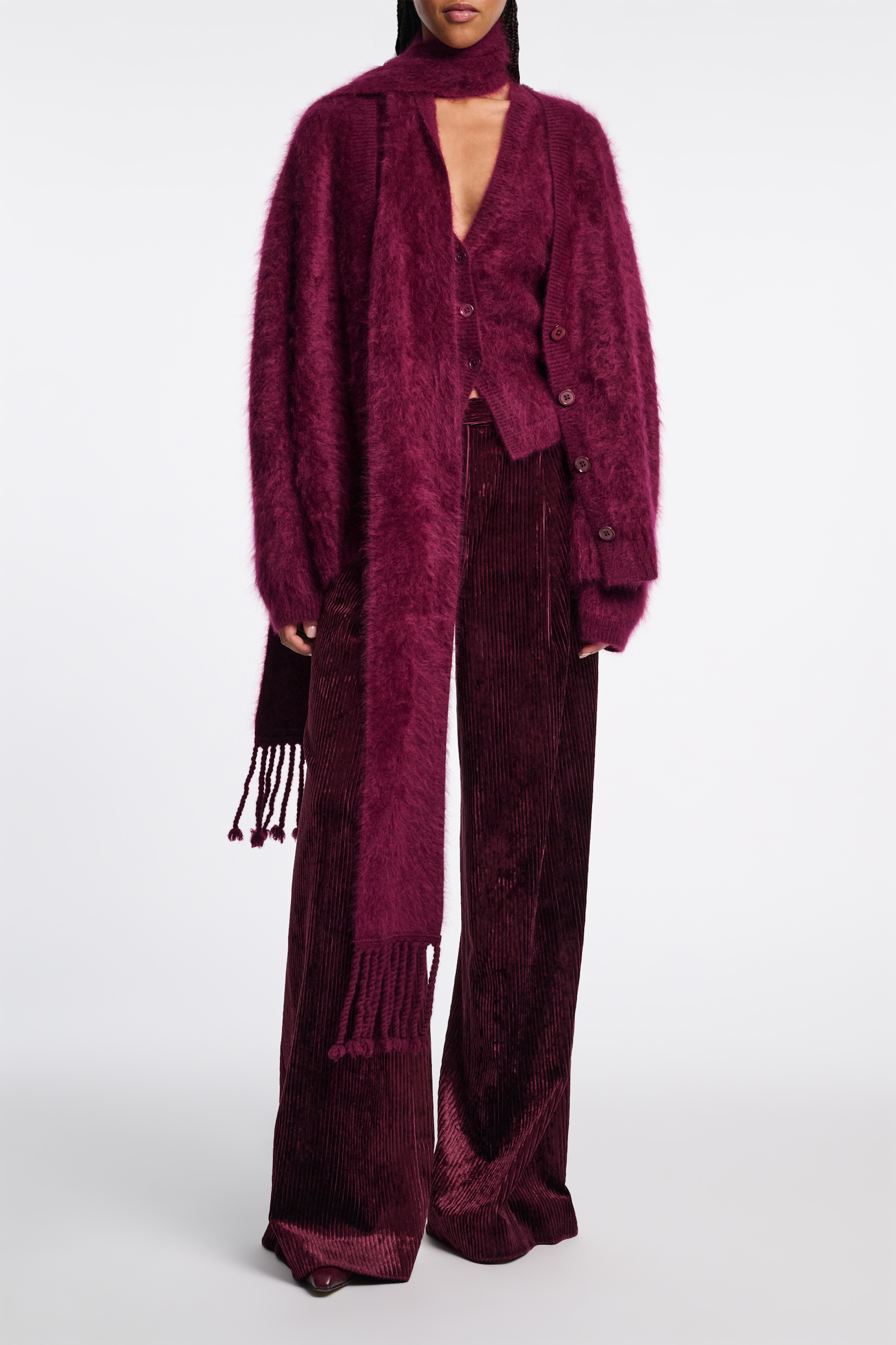 Dorothee Schumacher Besonders softer, fluffy Schal aus Kaschmir burgundy