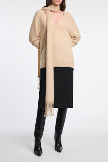 Dorothee Schumacher Cashmere scarf with twisted fringe golden brown