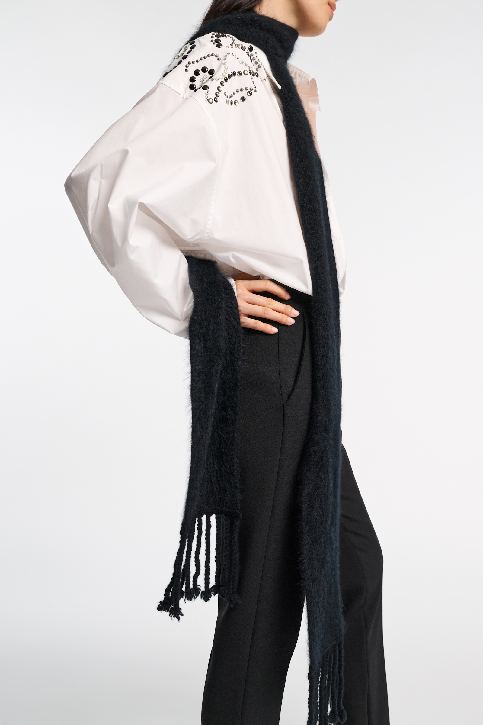 Dorothee Schumacher Cashmere scarf with twisted fringe black