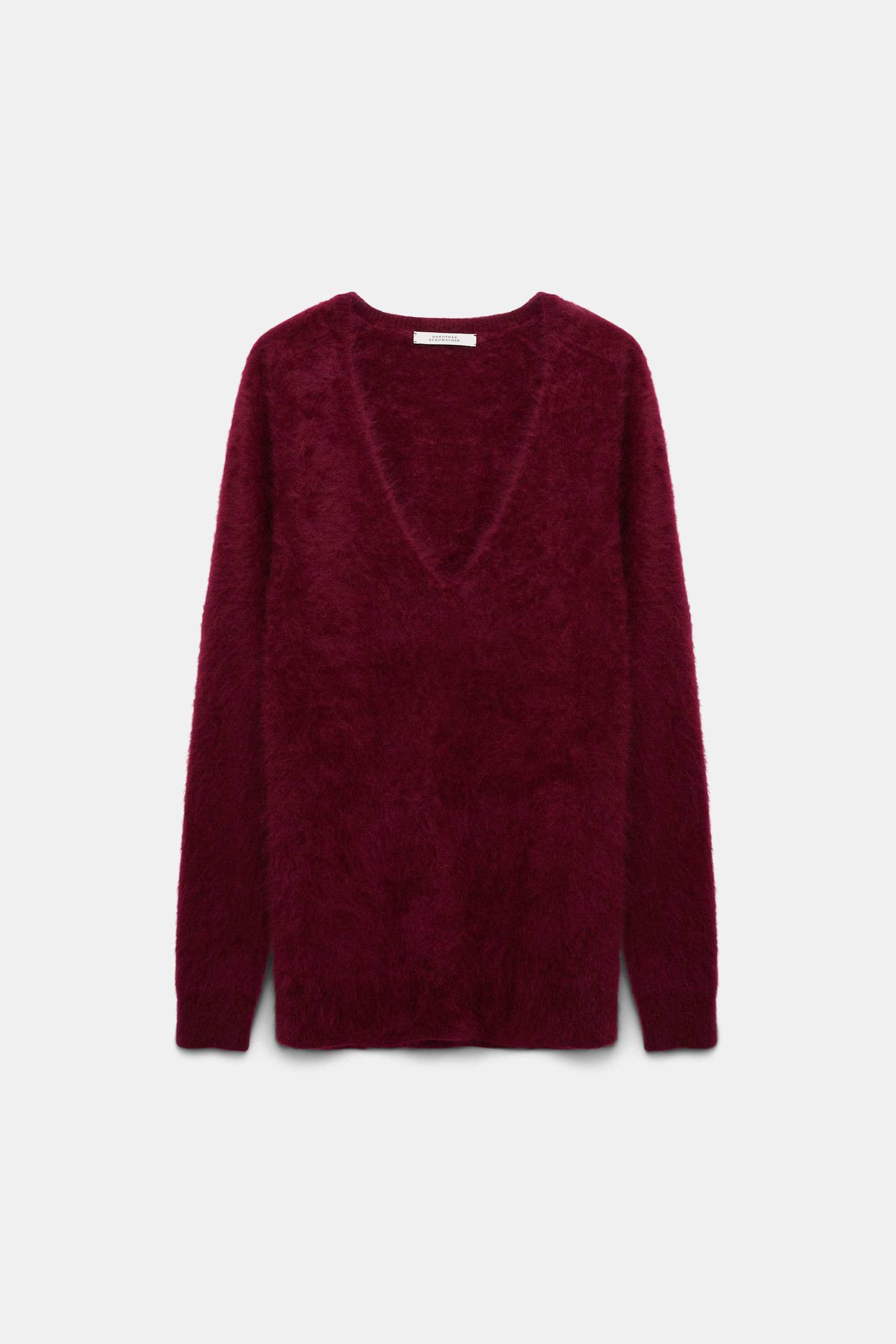 Dorothee Schumacher Fluffy knit cashmere V-neck pullover burgundy