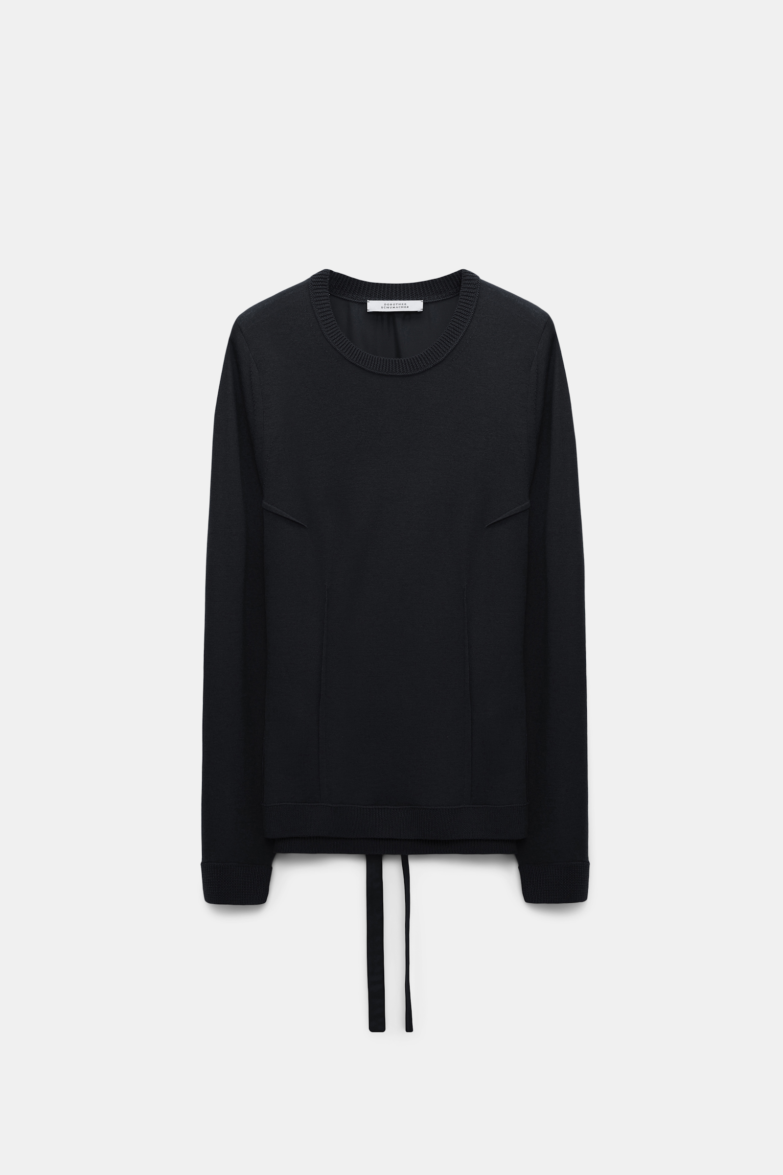 Dorothee Schumacher Merino Pullover mit Details aus Seidentwill deep black