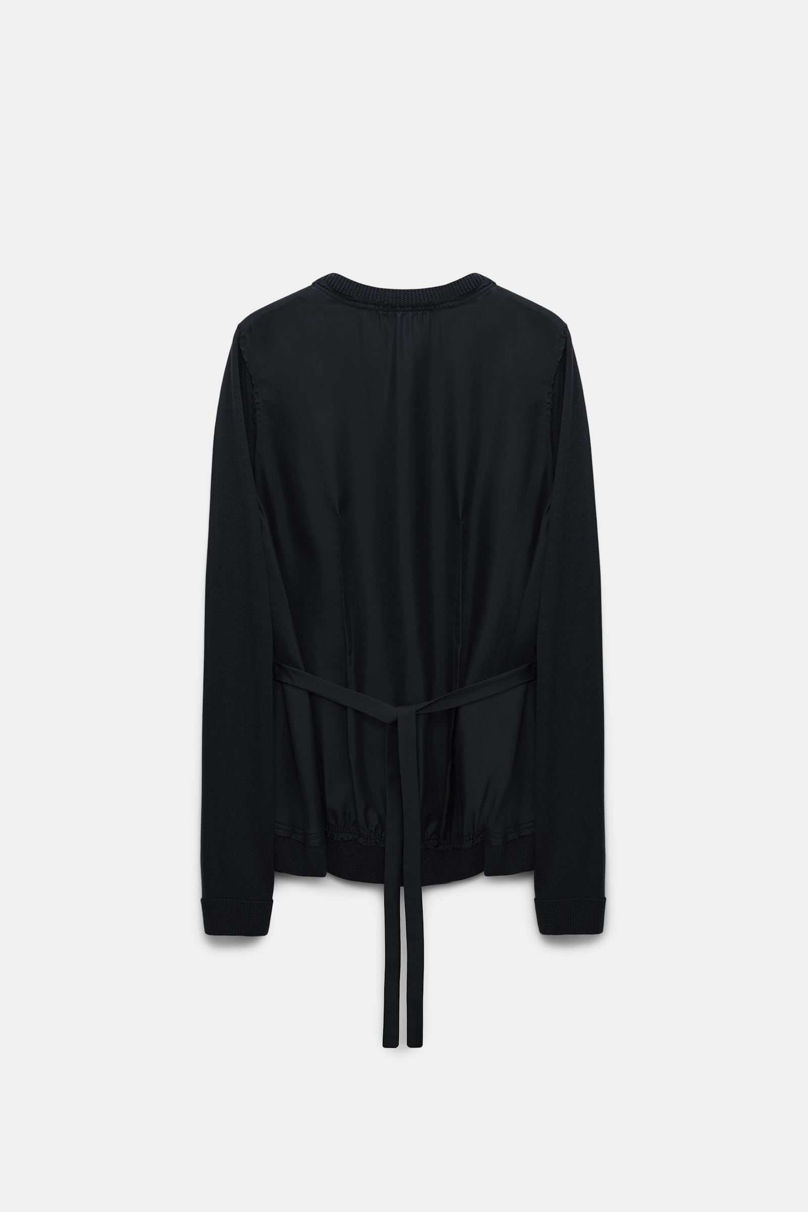 Dorothee Schumacher Merino sweater with silk twill patchworking black