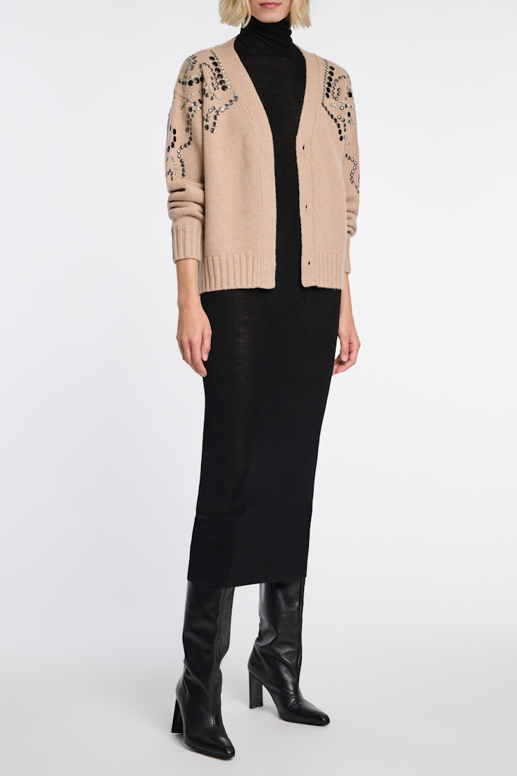 Dorothee Schumacher Merino-Kaschmir Cardigan mit Embellishment camel