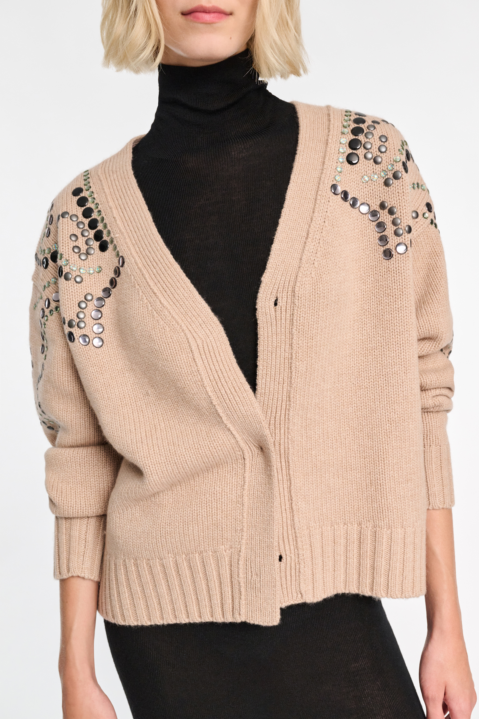 Dorothee Schumacher Embellished Merino-cashmere cardigan camel